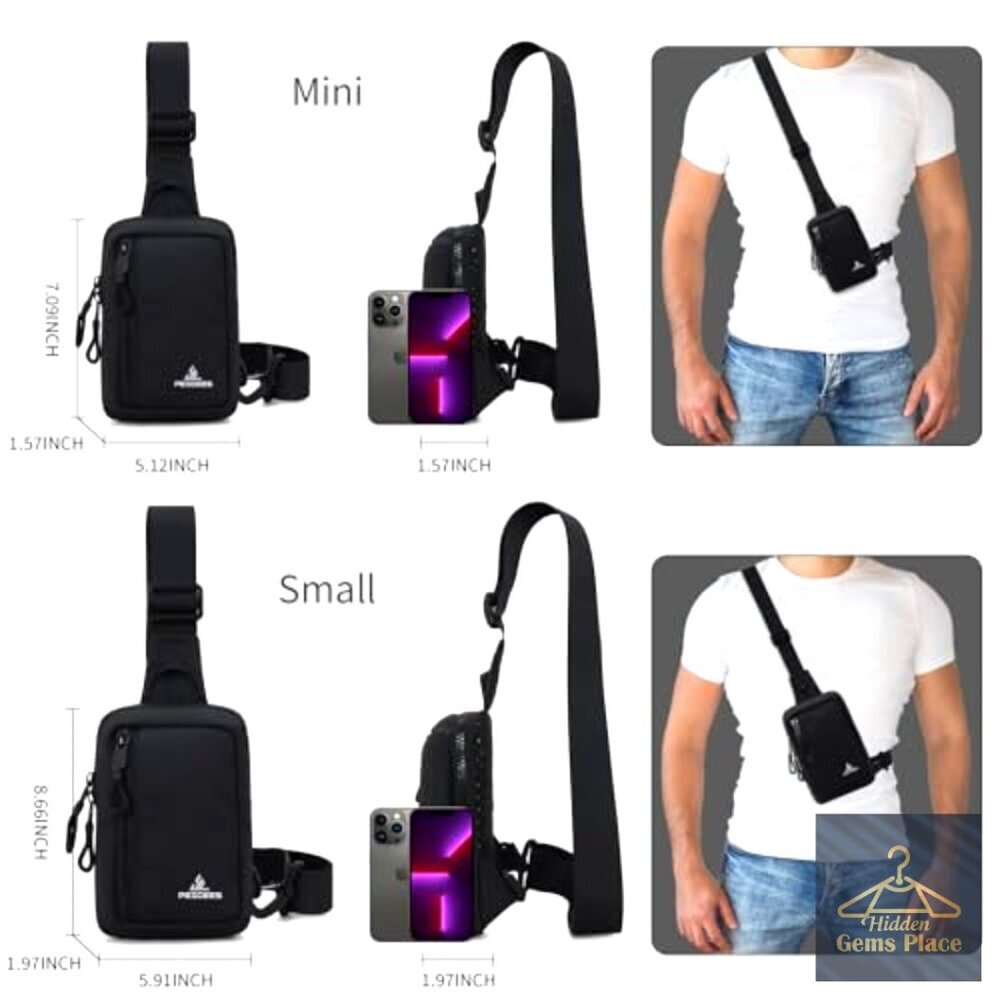 Mini Sling Bag Crossbody Phone Daypack Water Resistant Nylon Travel Running - Picture 2 of 6